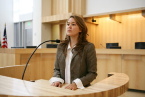 woman testifying